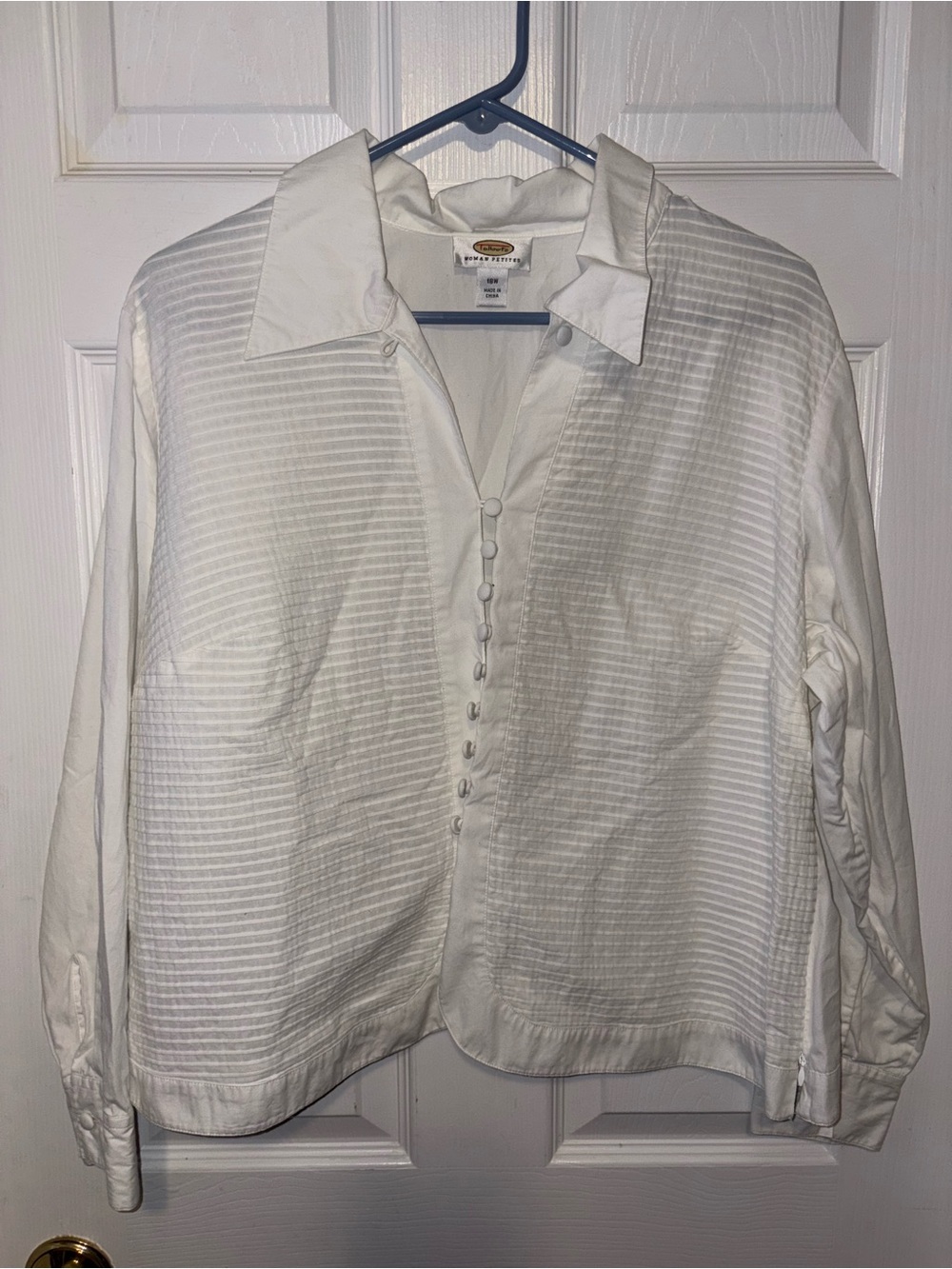 Talbots Classic White Womens petite large Button-Front Shirt